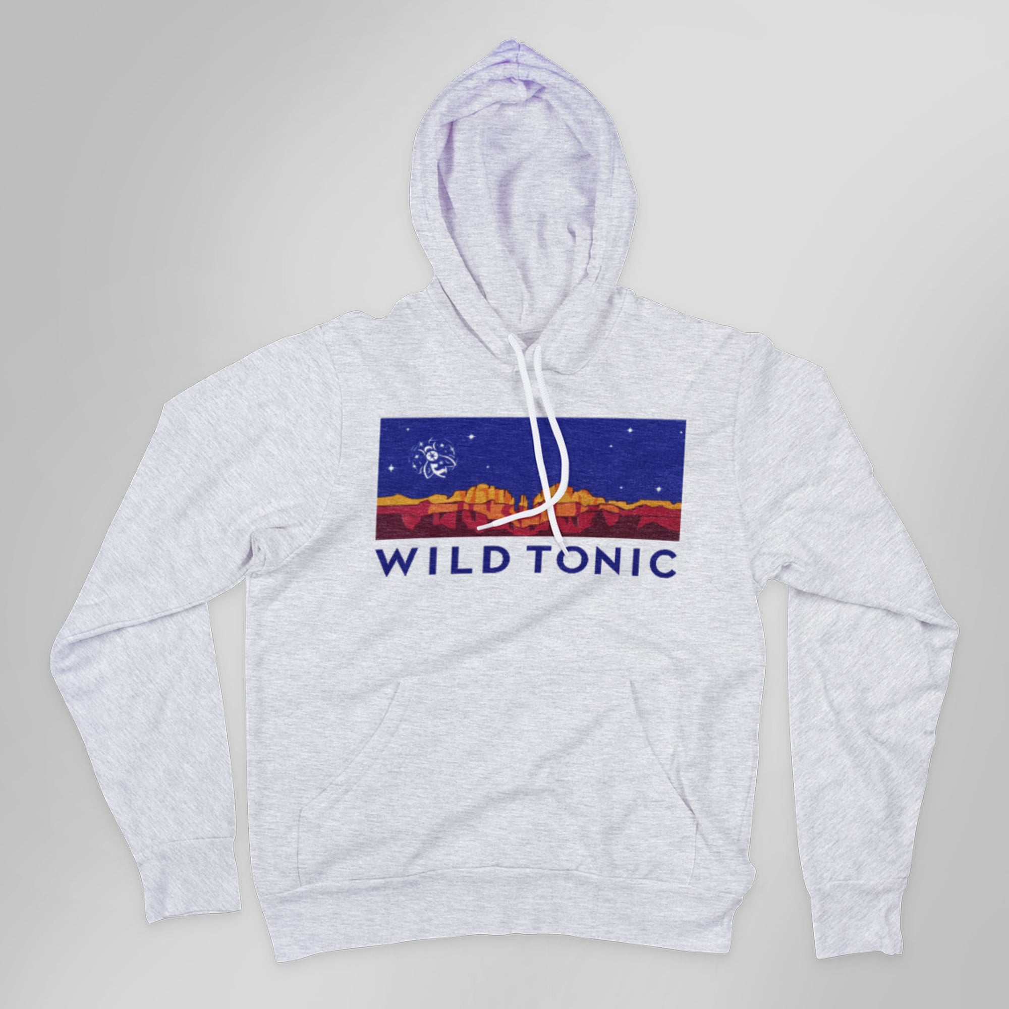 Wild Tonic White Hoodie Sweatshirt (with Sedona mountains)