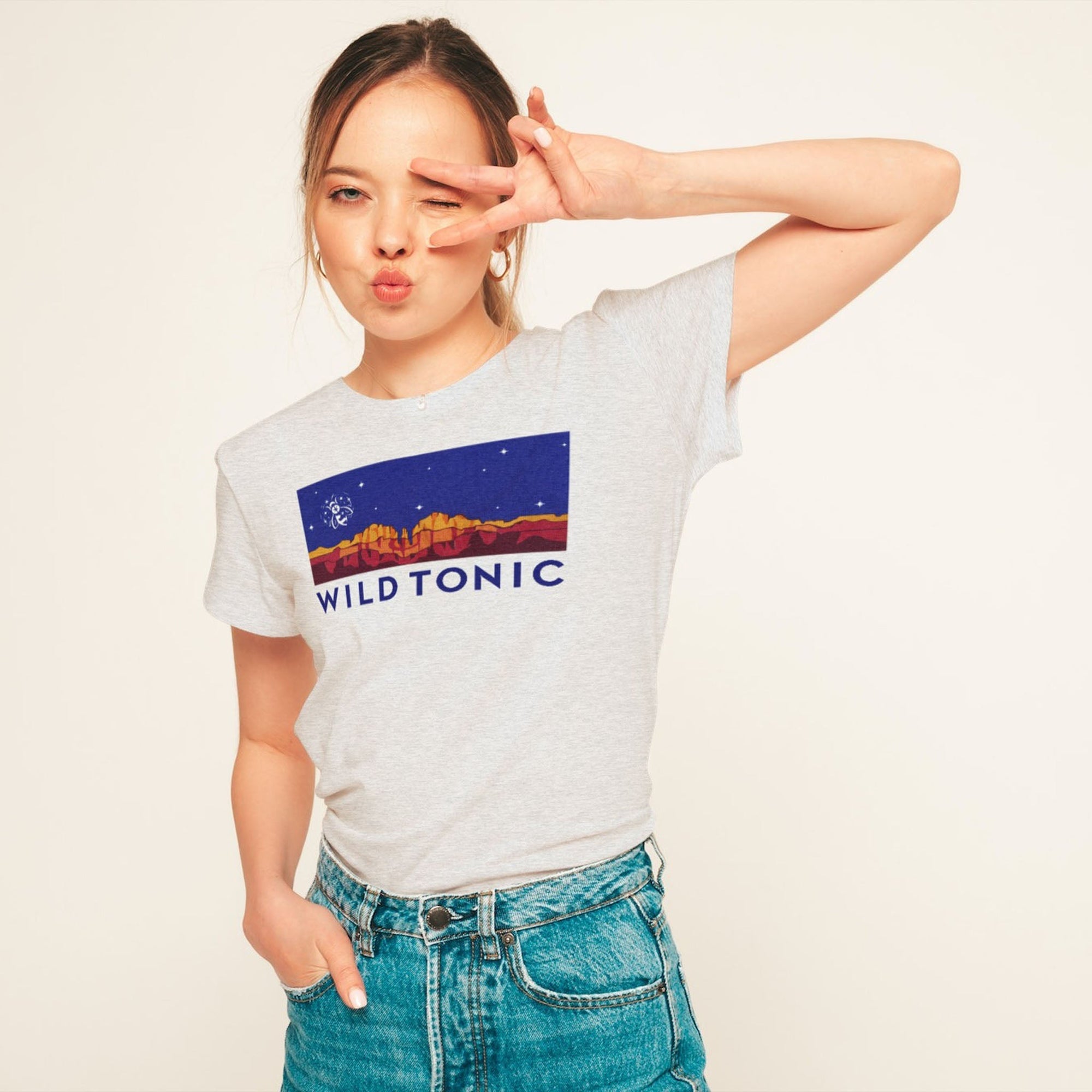 Wild Tonic White T-Shirt (with Sedona mountains)